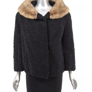 1960's Jacobson’s Black Curly Persian Lamb Fur jacket Sz: Lg